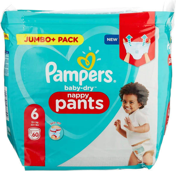 Pampers Baby-Dry Pants, Pantaloni scutec, alb, marimea 6, 60 scutece Mama si Copilul Naty Shop