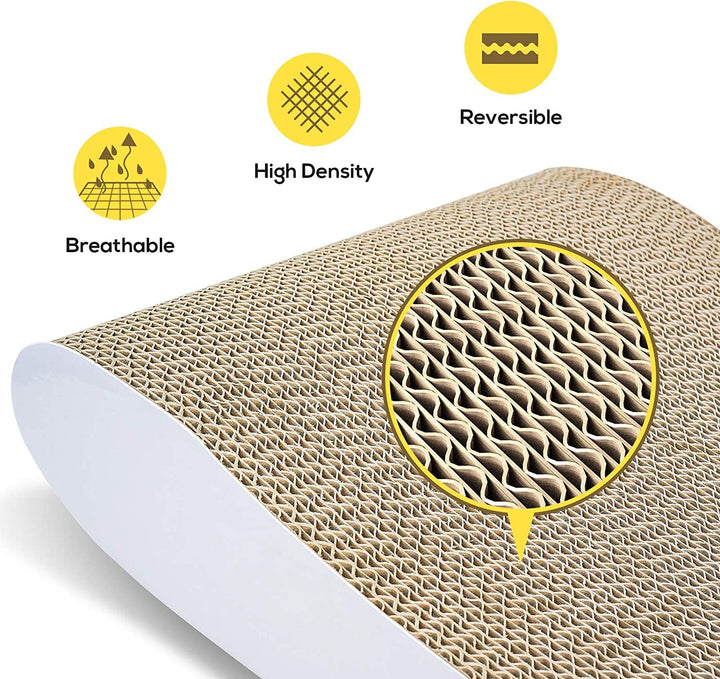 Zgâriator pentru pisici, covoraș curbat, reversibil, fabricat din carton, pat extensibil cu catnip organic [44 x 25 x 7 cm, carton și construcție de înaltă calitate]