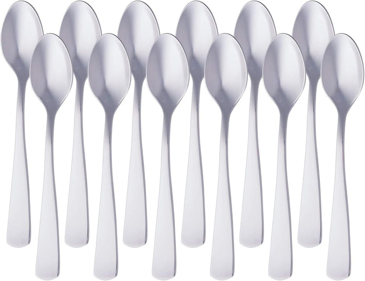 Lingură de cafea din oțel inoxidabil, design cu margini rotunde, pachet de 12, argintiu Bucatarie Naty Shop Single Model drept