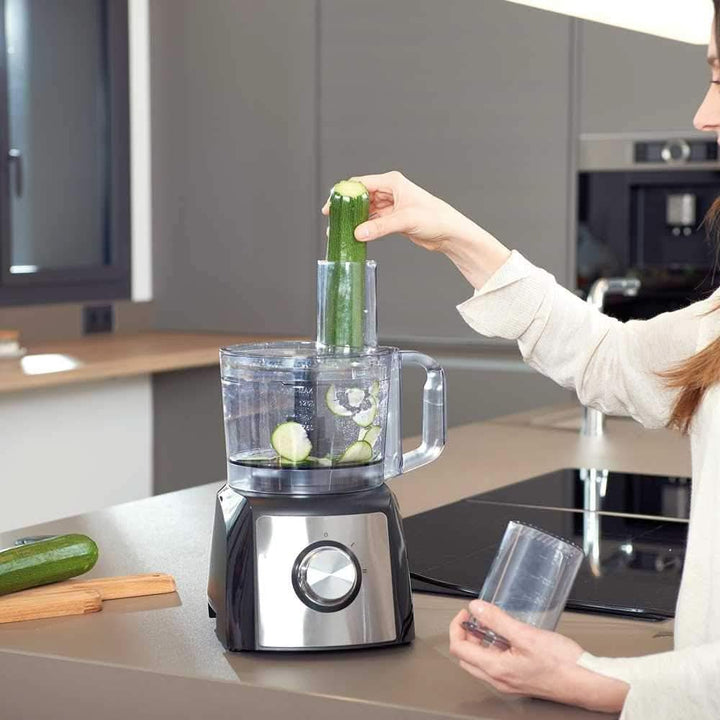 Black+Decker BXFPA1200E - Küchenmaschine 1.200W, Behälter 1,5L, 2 Geschwindigkeiten/Turbo-Funktion, +8 Zubehörteile, Anti-Fingerprint-Edelstahloberflächen, Klingen Und Scheiben Aus Edelstahl; Bpa-Frei Mama si Copilul Naty Shop