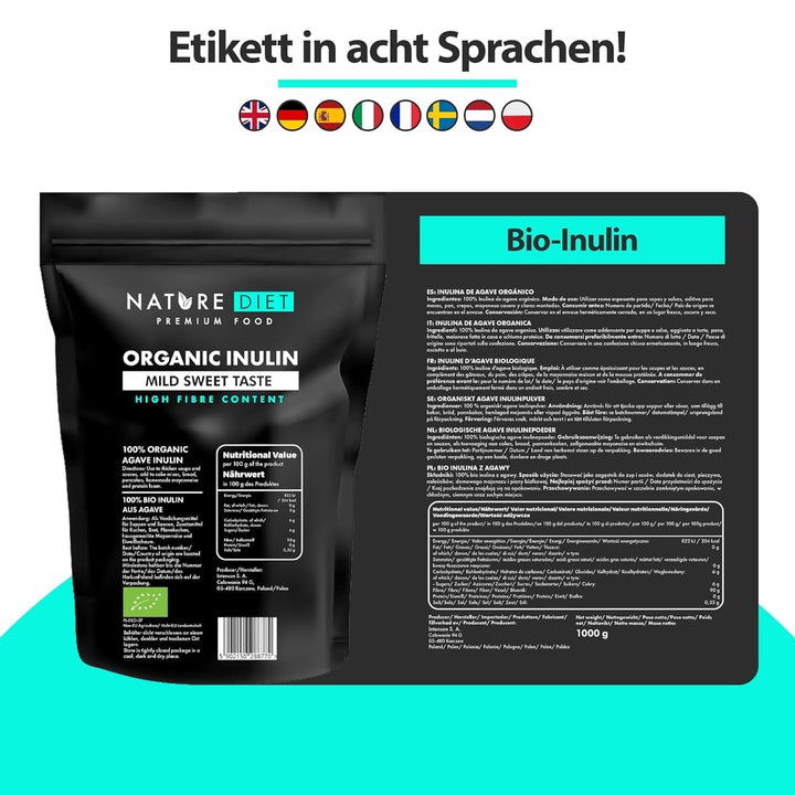 Nature Diet - Bio-Inulin 1 Kg | Aus Agave | Natürliches Präbiotikum Indulcitori Naty Shop
