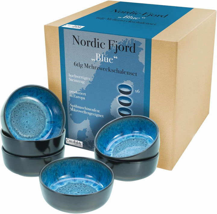 Creatable, 20166, Serie Nordic Fjord Green, 16-Teiliges Geschirrset Für 4 Personen, Kombiservice Aus Steinzeug, Spülmaschinen- Und Mikrowellengeeignet, Qualitätsproduktion Seturi vesela masa Naty Shop Blau Müslischalen 6-Tlg