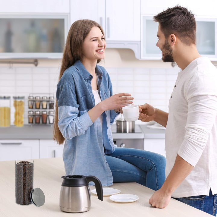 Jar de depozitare Relaxdays set de 3, etanș, capac din oțel inoxidabil, pentru paste, muesli și orez, recipient de bucătărie de 1,5 litri, transparent argintiu, 24 x 9,5 x 9,5 cm, transparent argintiu Cutii depozitare alimente Naty Shop