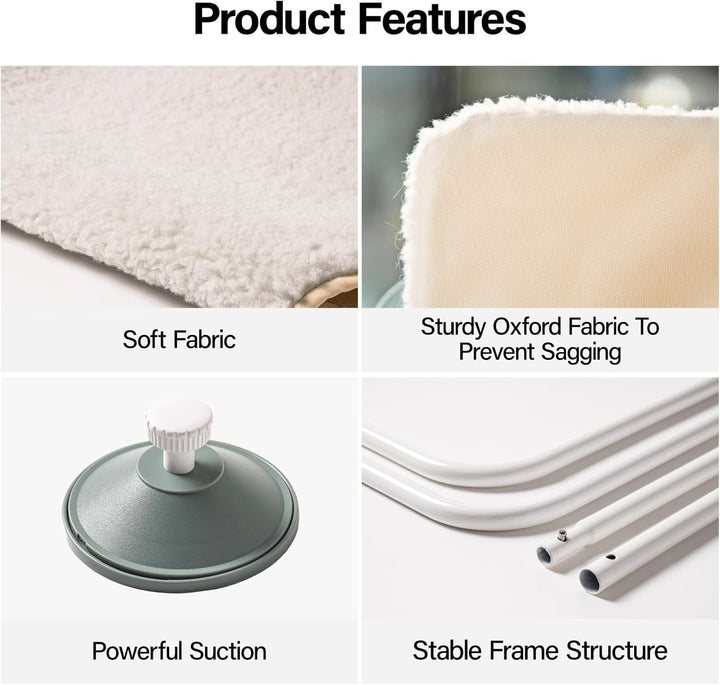 MEWOOFUN Hamac pentru Pisici, 54 x 30 cm, Pat pentru Pisici, Covoraș Reversibil pentru Pisici, cu Ventuze Puternice, Până la 18 kg (Bej, Dublu)