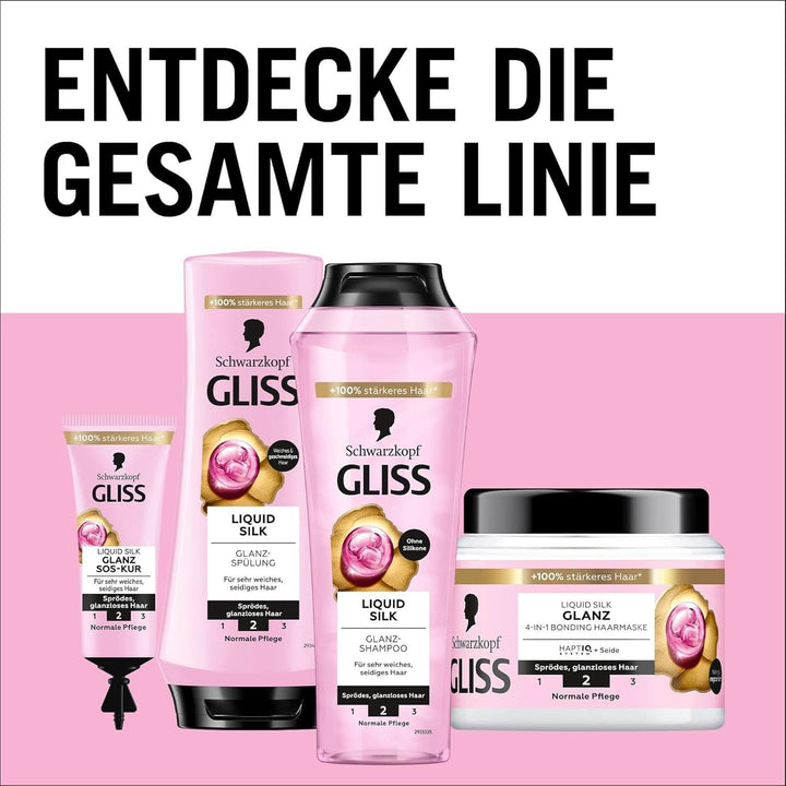 Gliss Shampoo Liquid Silk (250 ml), pentru părul fragil și tern Duș și baie Naty Shop