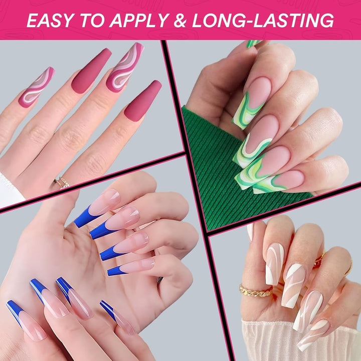 Alyvisun Tips Unghii Balet, 500 Bucăți Tips Unghii Acrilice Cu Acoperire Completă cu 240 Bucăți Set de Autocolante pentru Unghii, 10 Dimensiuni Tips Transparent pentru Unghii cu Gel Tips Unghii cu Gel Moale Tips Unghii Balerina