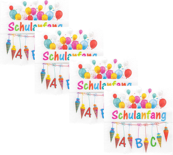 Idena 50066-4 - Șervețele Back-to-school într-un set, 4 X 20 bucăți, 3 straturi, 33 X 33 cm, decor back-to-school