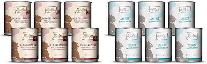 Mjamjam - Hrană umedă premium pentru pisici - Mixpaket V - Pure Meat Delight, pachet de 6 (6 X 800 G), fără cereale cu extra carne,Meaty