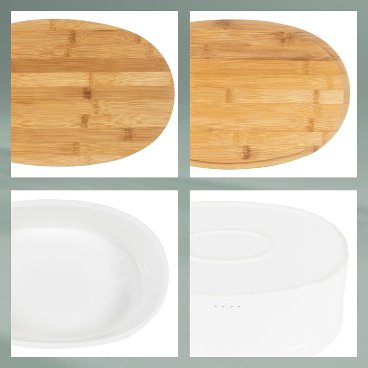 Cutie de pâine Kela cu găuri de ventilație, cutie de pâine ceramică, SALENA, vas de pâine, alb, 36,5 x 23,5 x 14 cm Cutii depozitare alimente Naty Shop