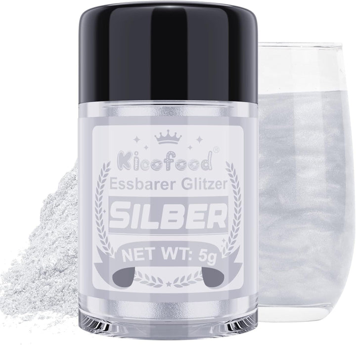 Kicofood, glitter comestibil, 5 grame, diverse culori Glitter Naty Shop Argintiu