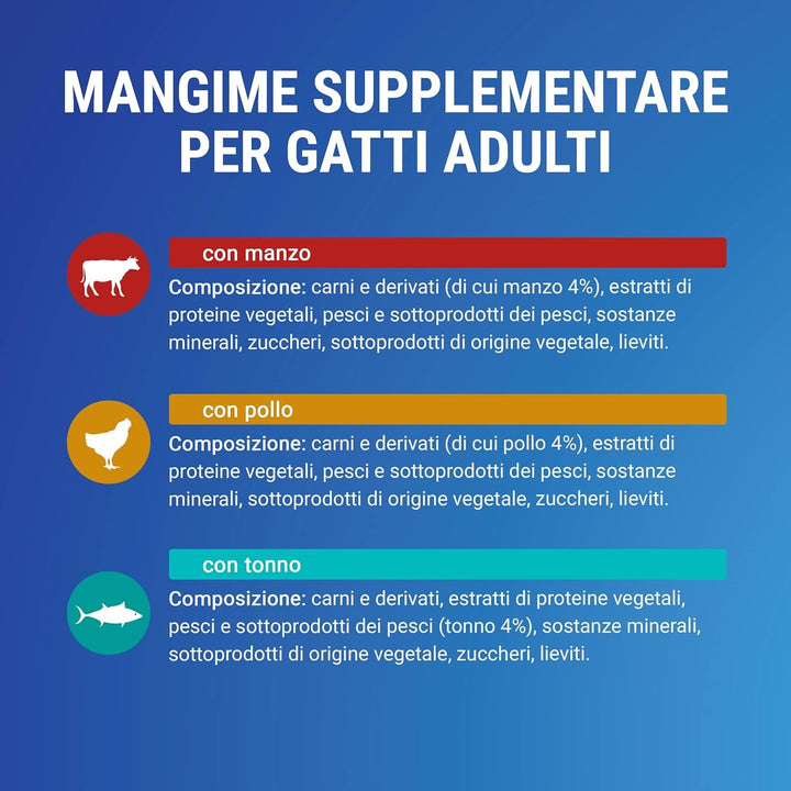 Purina Soup Original Hrană umedă pentru pisici cu carne de vită, pui și ton, 8 pachete a 48 de pungi a câte 48 g