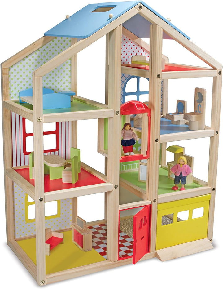 Casa de păpuși Melissa & Doug de pliat și luat cu tine | Casă de păpuși și păpuși | Playsets | 3+ | Cadou pentru băieți sau fete Casute de papusi Naty Shop Clasic