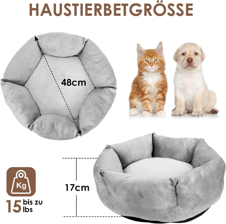 Pat pentru pisici Zvonema, pat pentru câini mici, coș lavabil și calmant pentru pisici, pat moale antiderapant pentru animale de companie, pernă rotundă pentru pisici, pat cald și pufos pentru pisici, loc de dormit pentru pisici, gri