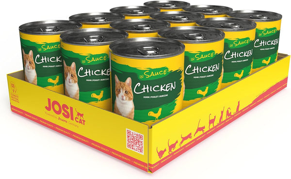 Josicat Pui în sos (12 X 415 G) | Adult | Hrană umedă premium pentru pisici adulte | Pui în sos | Vitamina D3 & E | Powered by JOSERA | Hrană umedă pentru pisici | Hrană completă | 12-Pack