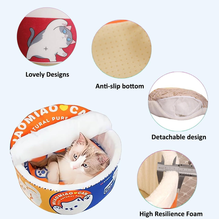 ZHUIYIWIN Peșteră pentru pisici, Paturi pentru pisici, Căsuță pentru pisici, Peșteră pentru îmbrățișări, Loc de dormit confortabil pentru pisici, Pisici, Căței, Căsuță de pluș pentru pisici de interior, Pisici (Albastru Portocaliu, M)