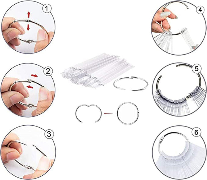 Display pentru unghii, 40 de bețișoare pentru ojă artificială, capsule, evantai practic, nail art