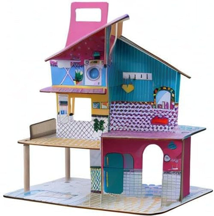 Olivia'S Little World 360 Casă de păpuși din lemn pentru copii Păpuși de 3,5" și 12 accesorii Multicolor TD-13260C Casute de papusi Naty Shop