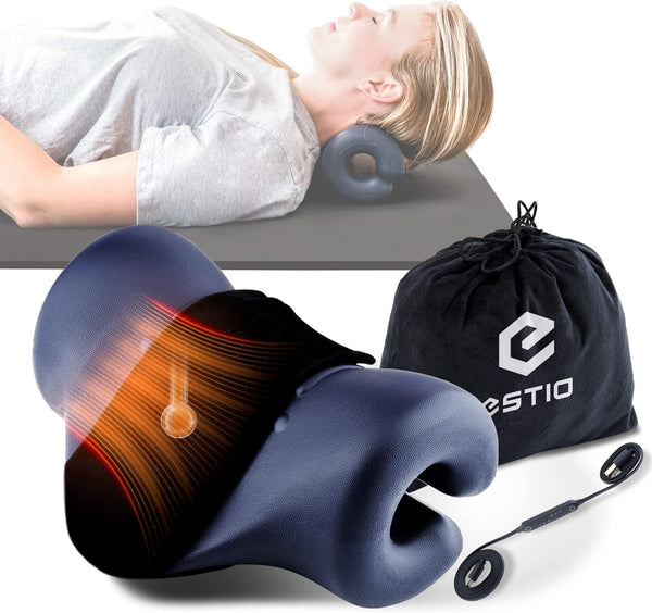 Întinzător de gât cu căldură, Întinzător de gât pentru dureri de gât, Întinzător de gât împotriva durerilor de cap, Gât înnorat pentru întinderea gâtului, Ortopedie Perne ortopedice cervicale Naty Shop Albastru închis