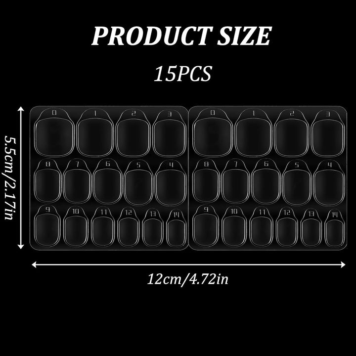 15 coli/450 bucăți tampoane adezive pentru unghii, 15 dimensiuni tampoane adezive transparente pentru unghii, gel jeleu față-verso, autocolant adeziv pentru unghii, presare pe unghii, tampoane adezive pentru accesorii de decorare manichiură DIY