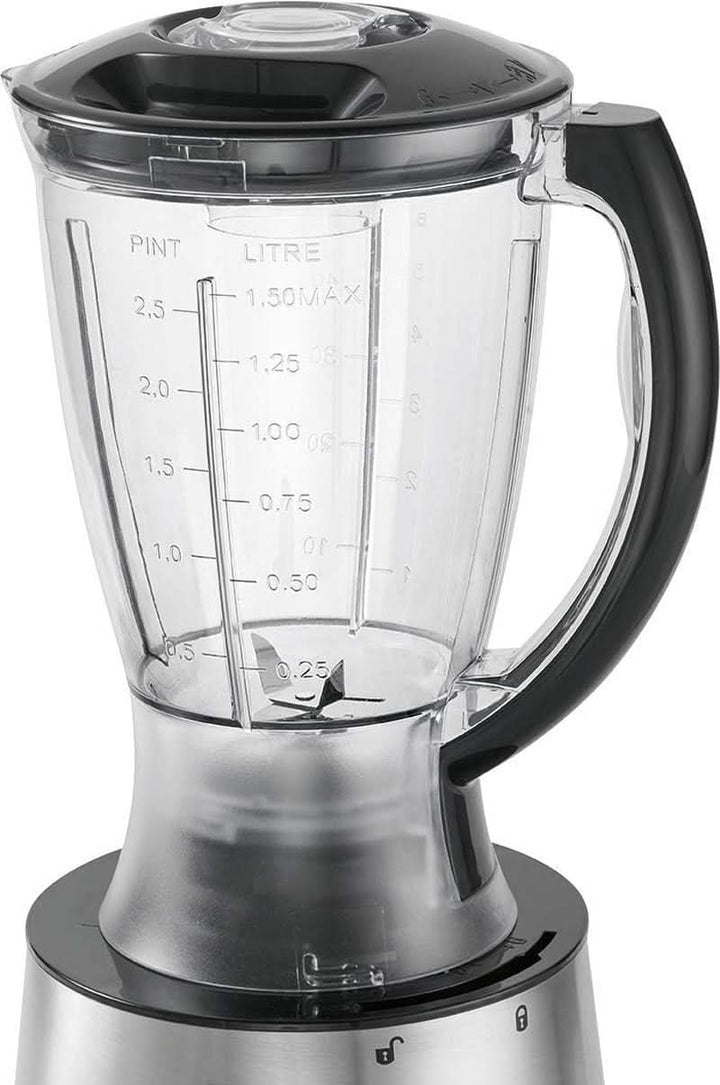 Clatronic® Küchenmaschine | 500 Watt | 4 Geschwindigkeitsstufen (0-1-2 + Puls) | Mixbehälter Mit Nachfüllöffnung (1,5 Liter) | Arbeitsbehälter (1,0 Liter) | Schneiden Und Raspeln | KM 3646 Edelstahl Mama si Copilul Naty Shop