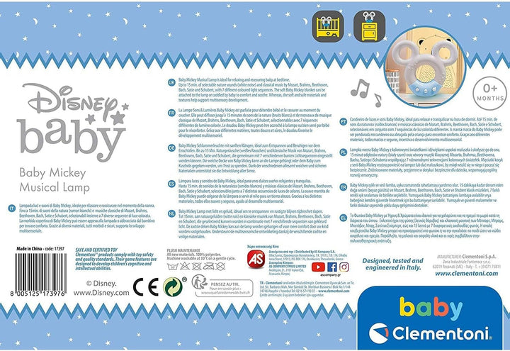 Clementoni 17397 Disney Baby Mickey Sound & Colour Lamp Lumină de noapte, multicoloră Jucarii Bebe Naty Shop