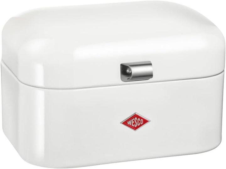 Coș de pâine WESCO Single Grandy în culoarea verde mentă, tablă de oțel acoperită cu pulbere, găuri de ventilație și mâner robust Cutii depozitare alimente Naty Shop Alb