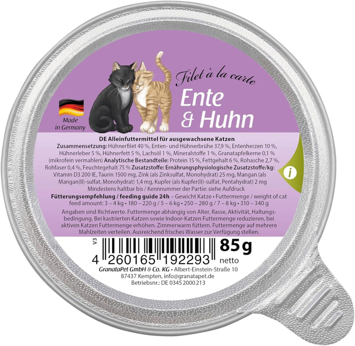 Granatapet Filet À La Carte Pui PUR, hrană umedă pentru pisici, bucăți de file fără cereale, hrană pentru pisici fără zahăr adăugat, conținut ridicat de carne, 6 X 85 G