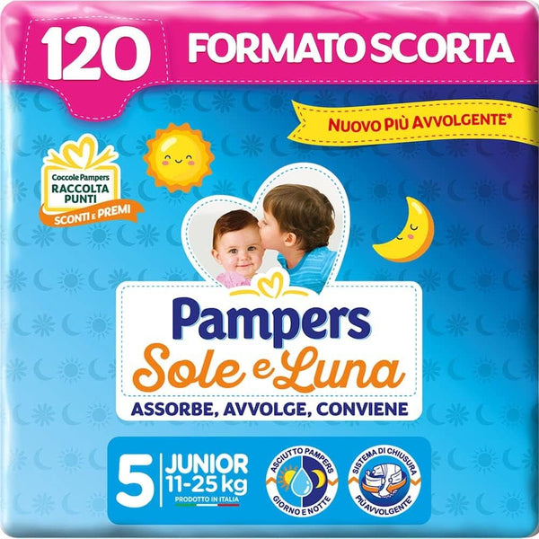 Pampers Soarele si Luna scutece, unisex, junior, mărimea 5 (11-25 kg), 120 scutece Mama si Copilul Naty Shop
