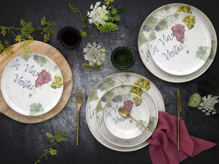 Creatable, 24222, Serie Uno in Vino Veritas, 12-Teiliges Geschirrset Für 4 Personen, Teller Set Aus Steinzeug, Spülmaschinen- Und Mikrowellengeeignet, Made in Portugal Seturi vesela masa Naty Shop