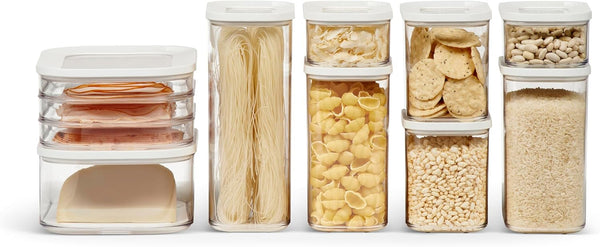 Mepal set de 9 borcane de depozitare cu capac - Recipiente dreptunghiulare pentru alimente - Organizator de bucătărie din plastic - Recipiente de depozitare etanșe - 7 borcane de depozitare și 2 borcane de depozitare a alimentelor - Alb Cutii depozitare alimente Naty Shop Titlu implicit