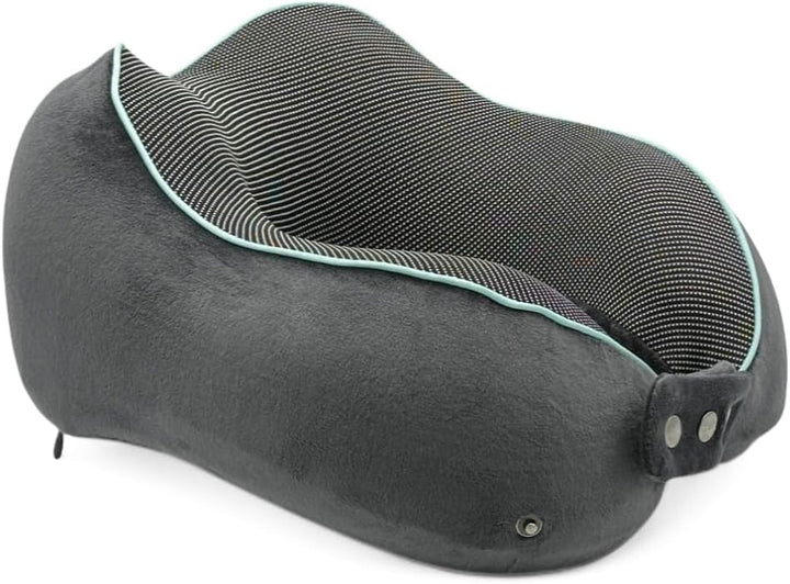 Flagshipper pernă pentru gât avion - pernă pentru gât adult - pernă pentru gât mașină - pernă de călătorie spumă de memorie - lavabilă cu parte din spate îngustă (catifelată moale și respirabilă) - reglabilă, gri Perne ortopedice cervicale Naty Shop