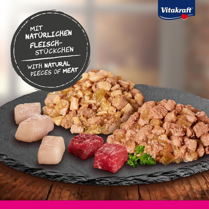 Vitakraft Poésie Délice, Country Selection, hrană umedă pentru pisici, jeleu de hrană umedă pentru pisici, cu pui, cu vită (1 pachet de 6X 85G)