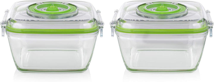 Set de recipiente din sticlă pentru păstrarea alimentelor Princess cu sigilator de vid portabil - inclusiv pompă de vid electrică, cablu de încărcare USB, 2 recipiente pentru gătit și alimente, 2 capace fără BPA, 492985 Cutii depozitare alimente Naty Shop 2X borcane de sticlă de 0,7 litri