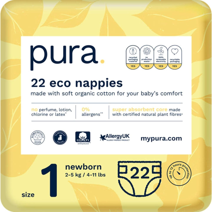 Scutece eco, EU Ecolabel, piele sensibilă, bumbac, hipoalergenic Mama si Copilul Naty Shop 1 (22 buc)