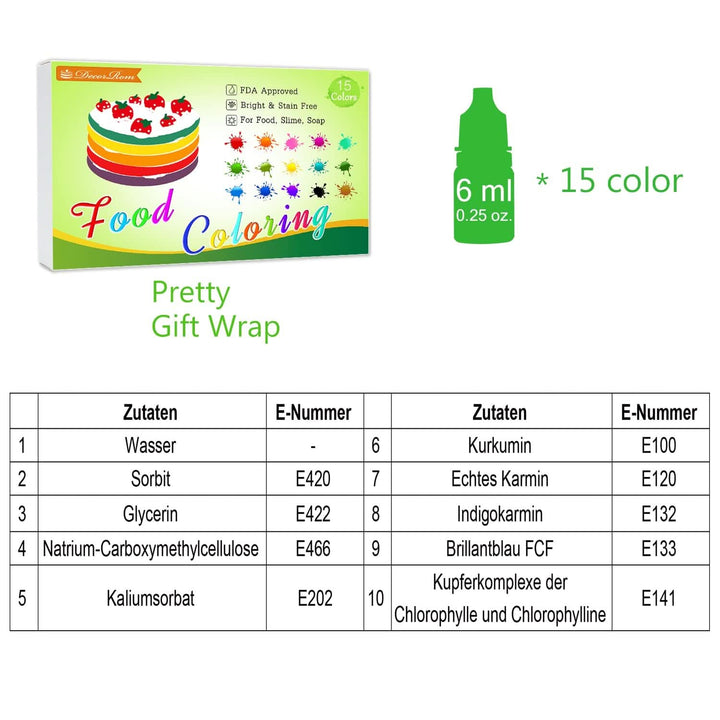 Set 15 coloranti alimentari lichizi, 6 ml fiecare culoare Naty Shop