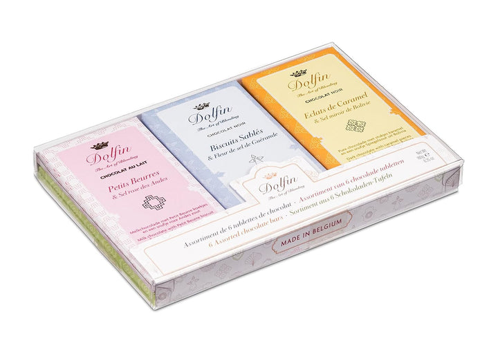 Batoane de ciocolată Dolfin Sweet And Salty - 6 batoane asortate de ciocolată neagră și cu lapte, 180 grame Bomboane de Ciocolata Naty Shop