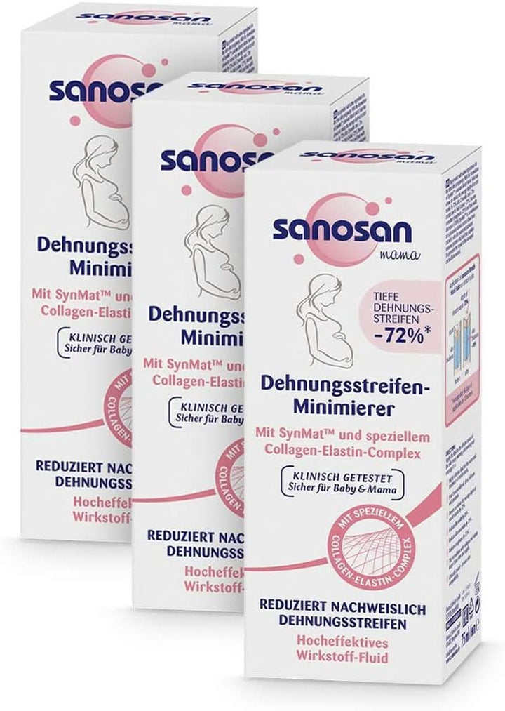 Sanosan Stretch Mark Minimiser, testat clinic - dovedit a reduce vergeturile după sarcină, fără ulei de parafină, coloranți, siliconi, 75 ml Cosmetice si Infrumusetare Naty Shop 3 bucati