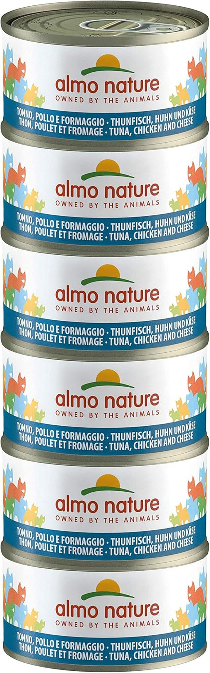 Almo Nature HFC Natural - Hrană umedă pentru pisici adulte - ton, pui și brânză - Human Grade, fără gluten - 6 X 70G