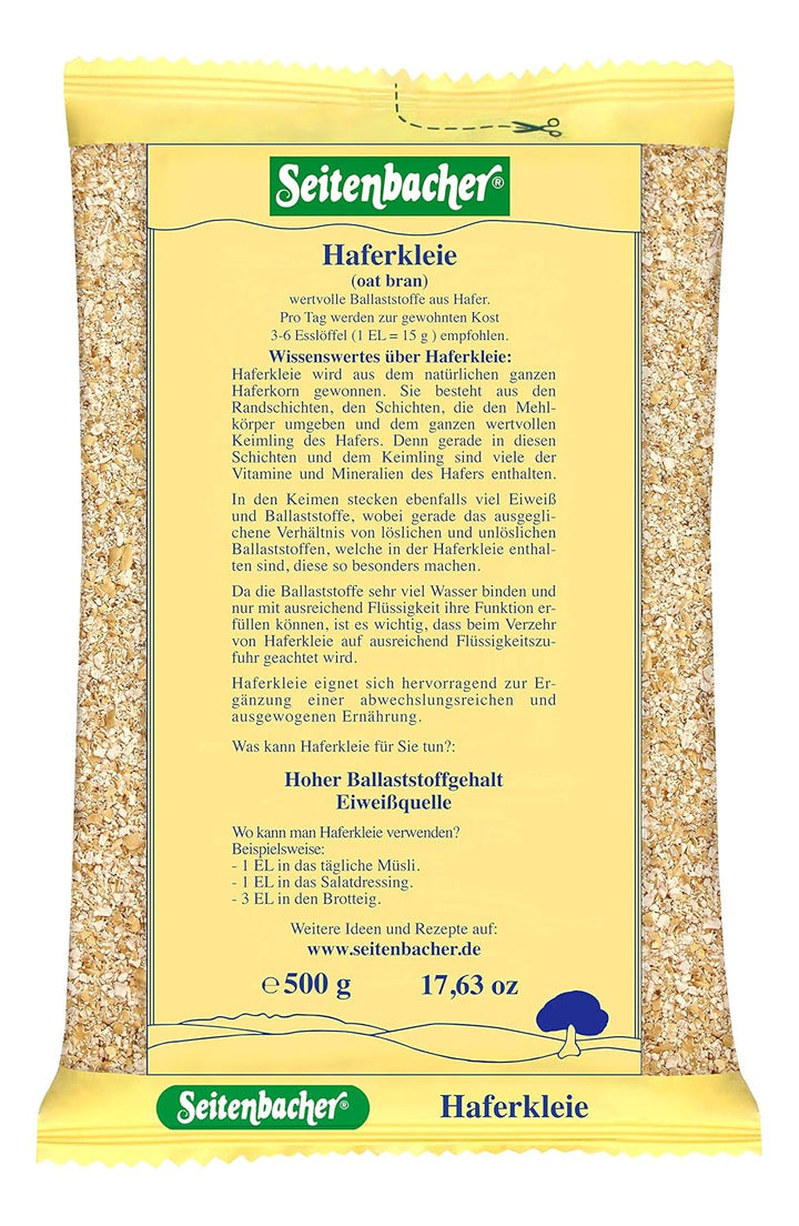 Seitenbacher Haferkleie I Hoher Protein Gehalt I Hoher Ballaststoff Gehalt I (1X 500 G ) Cereale Naty Shop 500 G (1Er Pack)