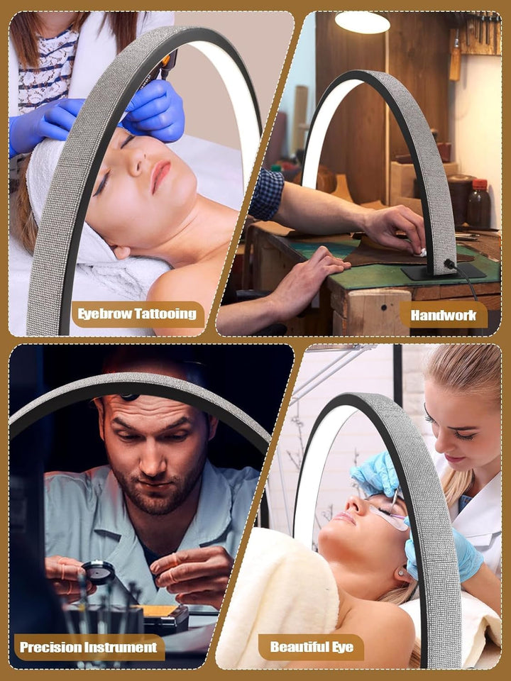 Kalolary Lampadaire, Lash Lumière Pour Extensions De Cils Regglable À 360°, 3000K-6000K Lamp Demi-Lune, Lamp De Beauté (Lampa cu jumătate de lună)