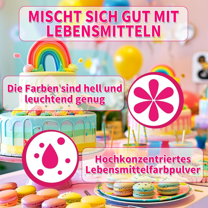 Colorant alimentar pudră - 2 culori colorant alimentar solubil în apă ultra concentrat, colorant alimentar pentru fondant, coloranți alimentari, macarons, copt, colorant alimentar roșu și negru - 5 g