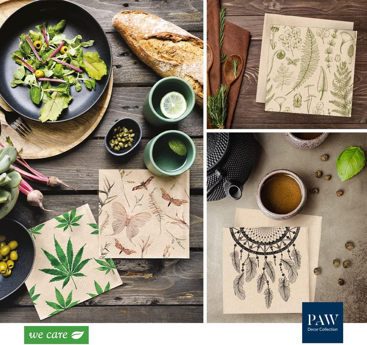 Kolekce tlapky dekor x tlapkovou výzdobu cm papírové ubrousky s 3 vrstvami. 20 kusů. Vytištěno barvy založené na vodě. Dekorace stolu. Nature, Hirsc, PAW_022022, jelen, 33 x 33 cm (balíček s 3)