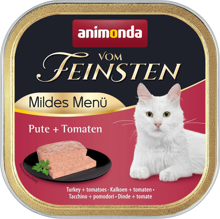 Animonda Vom Feinsten Mildes Menü Mild Variety (32 X 100G), Hrană umedă pentru pisici fără cereale, fără zahăr, Hrană pentru pisici ușor digerabilă cu carne de curcan