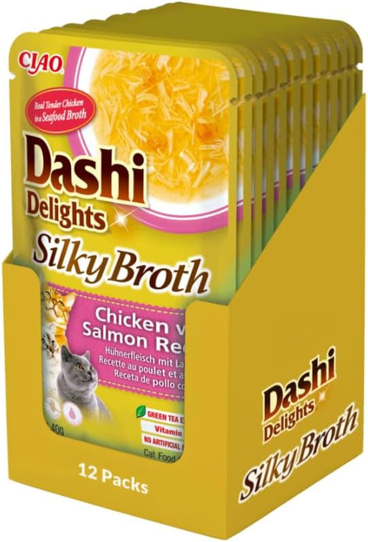 INABA Dashi Delights Hrană umedă pentru pisici 100% pui natural | Fără cereale, fără zahăr, fără arome artificiale, 86% umiditate | Tratamente premium pentru pisici în bulion 70 G (pachet de 6)