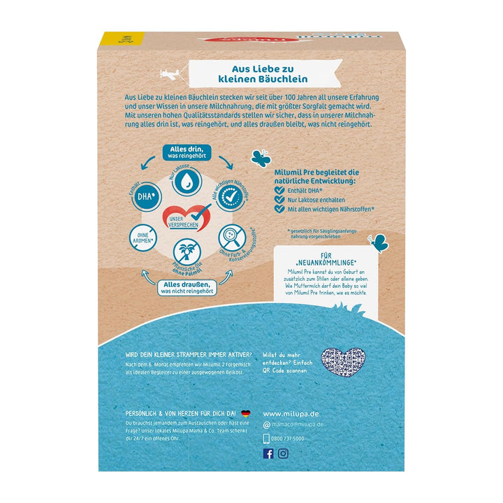 Milupa Milumil Pre, Lapte praf pentru bebeluși - Cu nutrienți importanți și fără ulei de palmier - 800 g Naty Shop