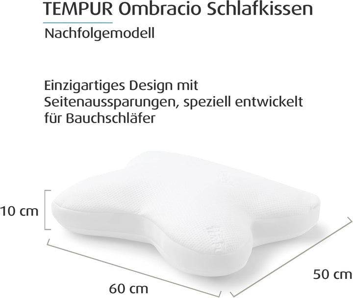 Pernă de dormit TEMPUR Ombracio, pernă ergonomică în formă de fluture pentru susținerea stomacului, fermitate medie, 60 X 50 X 10 cm, alb Perne standard Naty Shop