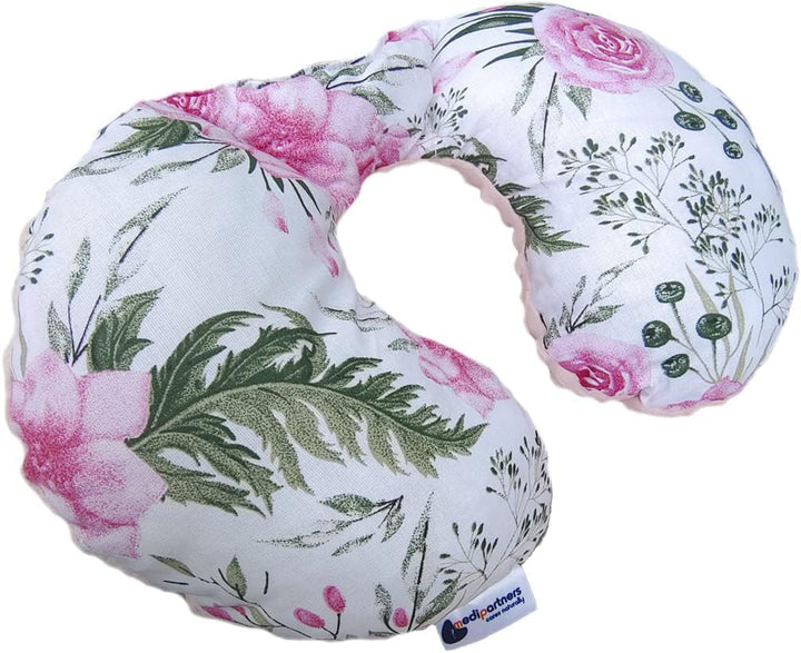 Medi Partners Perna de gât pentru copii Suport pentru gât 100% bumbac / minky pernă de gât pentru copii pentru mașină cărucior călătorie călătorie somn pernă de gât snooze roll (REH cu gri Minky) Perne ortopedice cervicale Naty Shop Floare cu roz deschis Minky