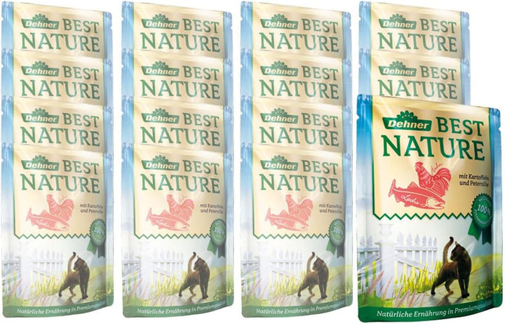 Dehner Best Nature Cat Food Senior, hrană umedă, pentru pisici mai în vârstă, miel, pungă 16 X 85 G (1,36 Kg)