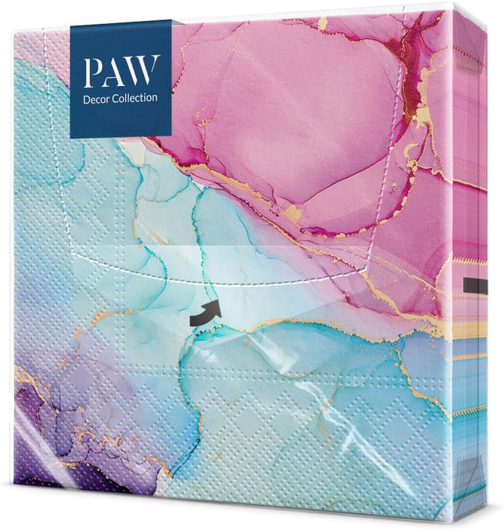 PAW - Șervețele gofrate 3 straturi (33 X 33 Cm) I 20 bucăți I Perfect pentru zile de naștere, petreceri, nunți, comuniuni, sărbători I Decorațiuni de masă Șervețele din hârtie texturată I Inspirație modernă (Hortensia)