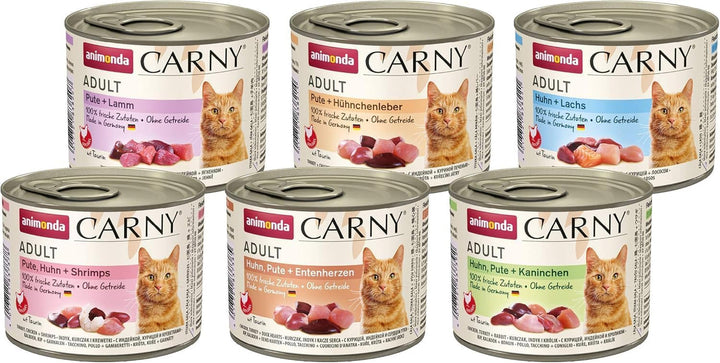Animonda Carny Adult Hearty Variation (12 X 400 G), hrană umedă pentru pisici adulte, hrană umedă cu 100% ingrediente din carne proaspătă, hrană pentru pisici fără cereale și zahăr